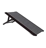 Internet's Best Adjustable Pet Ramp | Decorative Wooden Folding Dog Ramp for Couch Bed Car | 35” Long | Soft Paw Friendly Grip Carpet | Height 12-16 Inch | Espresso