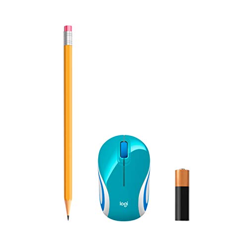 Mini Mouse sem fio Logitech M187 com Conexão USB e Pilha Inclusa - Verde Água