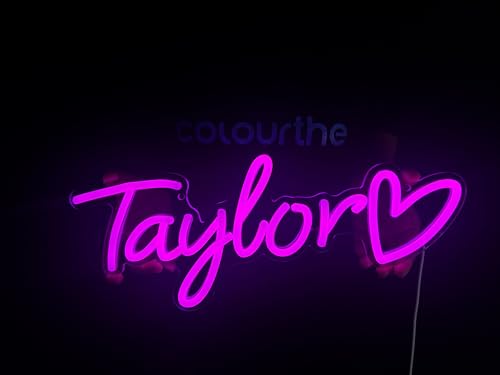 Taylor Neon Sign,15.7 Inch Giant Taylor Light up Sign - Cool Neon Light Wall Decor for Home Karaoke Bar Restaurant Pub Cafe Salon Game Room, USB Powered (15.7 x 8.3 inches, 1Pack)
