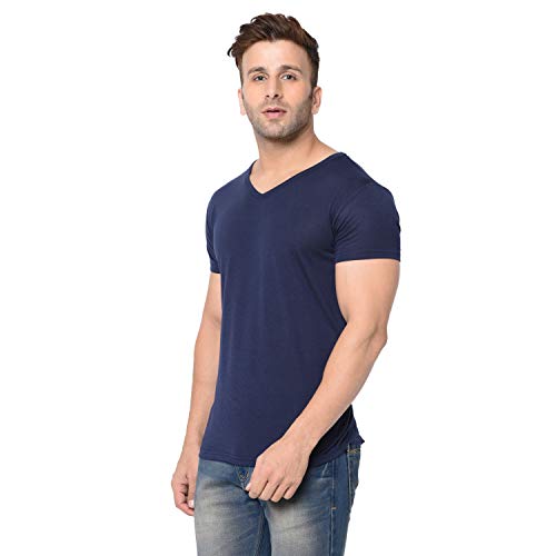 Image of Men's Cotton Blend Half Sleeve V Neck Tshirt