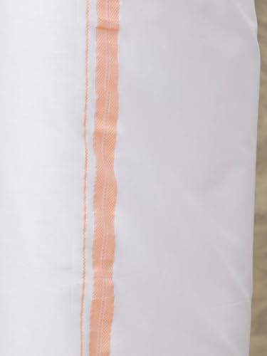 Image of RAMRAJ COTTON Men Full Sleeve Solid Shirt With Matching Border Dhoti|Ideal For Weddings And Occasion