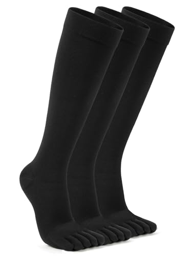 Deepfuls Compression Toe Socks for Men and Women 15mmHg,Support Stockings for Travel Flight Work Sports & Everyday Wear, Long Hours on Feet,3 Pairs
