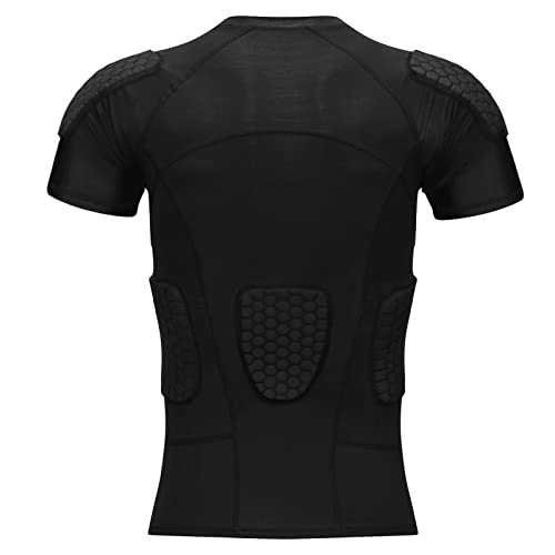 image for Eicolorte Men Padded Compression Shirt 6-Pads Chest Rib Protector Padd