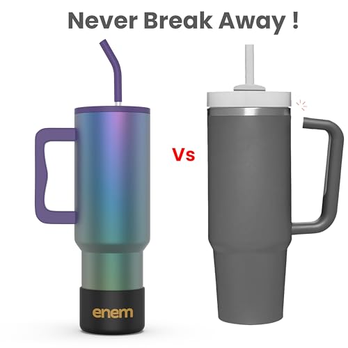 Image of enem Tumbler, Midnight Aurora, Tumbler with Metal Straw, Sipper, with Lid Leak Proof, 1 Metal Ice Cube, 1 Copper Spring (Tamba), Base Protector, Mug Travel, 1.2L