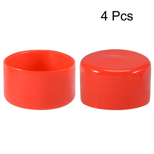 Image of uxcell 4pcs Rubber End Caps 55mm ID Vinyl Round End Cap Cover Screw Thread Protectors Red, 40mm Height