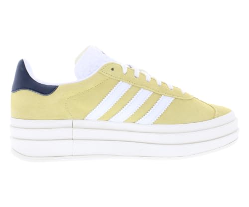 Image of adidas Gazelle Bold Suede Womens Shoes Size 9, Color: Almost Yellow /Footwear White /Legend Ink