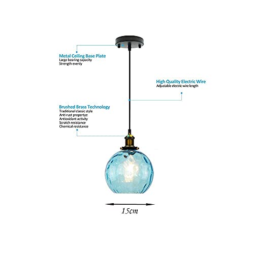 Pendant Light Shade Industrial Hanging Lights Fixtures Ceiling Outdoor Pendant Lighting For Kitchen Island Dining Room Unique Lamp In Kitchen Farmhouse Bedroom (Blue, 5.9 Inches) #TOP4