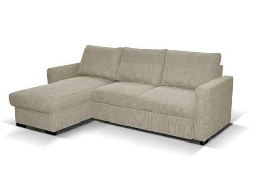 CosyCraft Tokio L-Shaped Corner Sofa Bed with Storage in Beige, Grey, and Dark Grey Options (BEIGE)