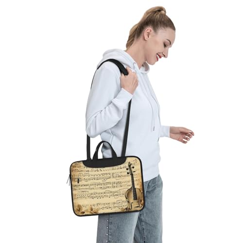 Bolsa Tote para Laptop con Notas Musicales en Papel Antiguo miniatura 7