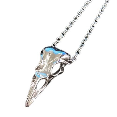 Collier corbeau gothique argent homme femme pendentif viking horror zombie pour Halloween