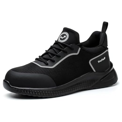 TruTuff Premium Safety Shoes, Steel Toe, Puncture Resistant, Sports & Work Shoes for Men & Women - UK9 Black