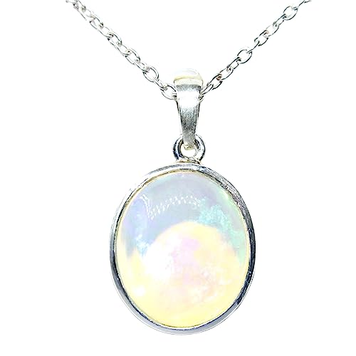 Colgante de ópalo natural en plata de ley 925 maciza para mujer