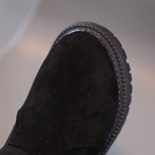 Unisex Child Fashion Boot, Winter Girls Snow Boots Thick Bottom Non Slip Warm Comfortable Solid Color Zipper Boot (Black, 5-5.5 Years)4