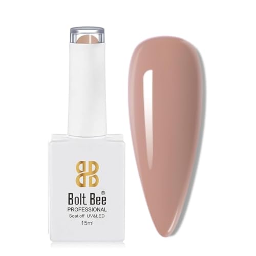Image of Bolt Bee Nude Brown Color Gel Nail Polish Soak Off UV Gel DIY at Home Long Lasting Manicure Salon Nail Art