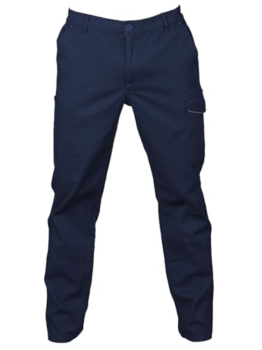 CHEMAGLIETTE! Pantaloni da Lavoro Uomo Power, 98% Cotone, Certificato CE CAT1, Multitasche, Elastici Vita,Blu Navy,M
