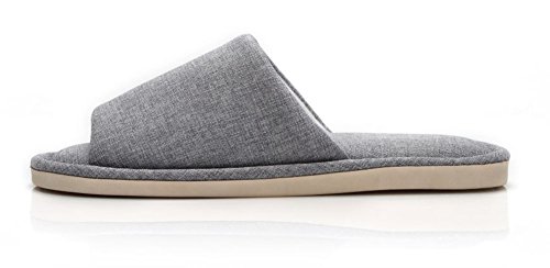 Feet Feel Men's Cowboy Canvas Slip-On Slippers Non-Slip Sandal Moisture Wicking House Slippers Grey #TOP2