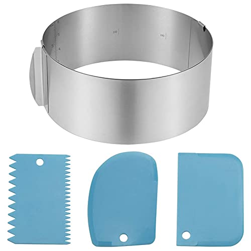 Duendhd Extendable Baking Tray, 4, Rustproof Baking Accessories, Cake Ring, Adjustable Round