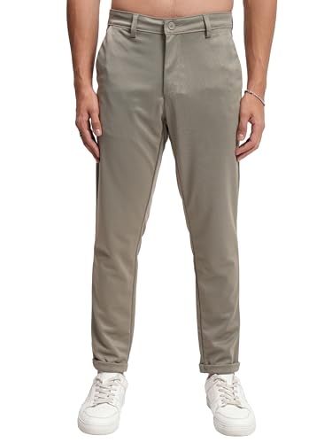 Image of Highlander Men's Slim Fit Formal Trousers | Ankle Length | Smart Chinos for Men | Comfortable Fabric for Daily Work & Formal Occasions