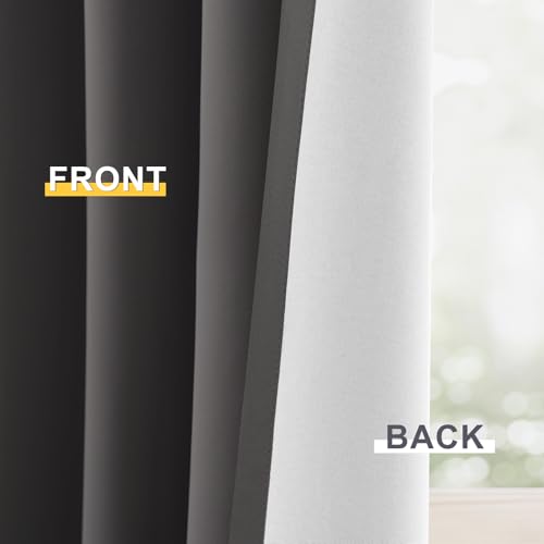 Image of Yakamok Dove Grey 100% Blackout Curtains 84 Inches Long 50 inch Wide 2 Panel | Blackout Curtain Panels for Bedroom, 2 Thick Layers Grommet Top Thermal Insulated Drapes with White Back for Living Room