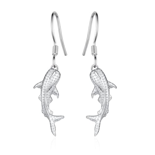 Whale Shark Earrings 925 Sterling Silver Shark Earrings for Women Whale Shark Gifts for Shark Lovers Ocean Animal Jewelry
