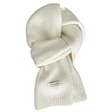 Generisch Schal Damen Herren Winterschal Einfarbiger Wollschal Strickschal Weiche Warm Kaschmir Schal Vielseitiger Winter Gestrickter Halsschal, 160 x 20 cm (Weiß)