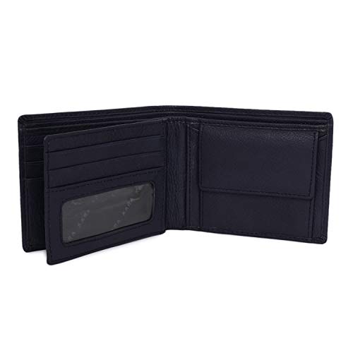 Image of KARA Blue Men's Genuine Leather Wallet - Color Stitch Style Leather Wallet for Men with 6 Card Holder Slot
