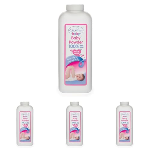 Cotton Tree Essential Baby Powder, White, 284 G (Pack of 4)
