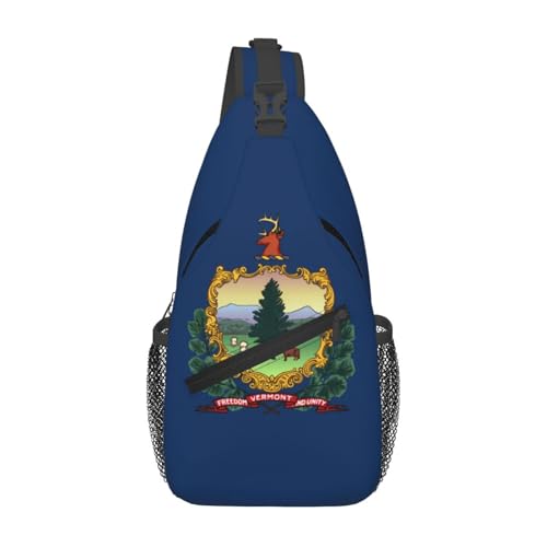 Mochila unisex tipo bandolera con diseño de bandera de Vermont miniatura 1