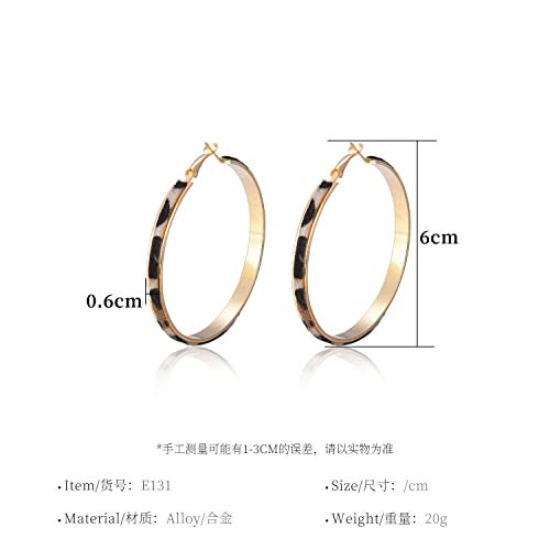Exaggerate Leopard Leather Round Hoop Earrings Dangle Cheetah Print Circle for Women Statement Personality Animal Jewelry3