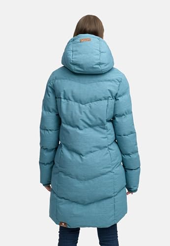 Ragwear wasserdichter Damen Wintermantel warmer Steppmantel lang mit Kapuze Pavla Intl Stone Blue25 Gr. M