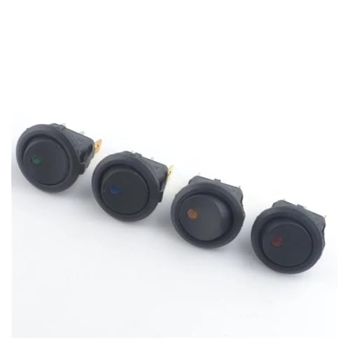 JRBJWYVV 4Pcs Car 12V / 220V 3 Pin 4 Color Each Cat's Eye Round Rocker Dot Boat LED Light Toggle Switch(12V)