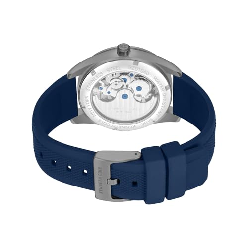 Image of Kenneth Cole Automatic Blue Round Dial Men's Watch | Silicon Strap Material | Watches for Men Analog - KCWGZ0104001MNW