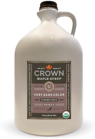 Crown Maple Organic 100% Pure Very Dark Color Strong Taste Maple Syrup, Flavor Marinades, Cocktails, Pancakes, Squash & Bacon, 128 Fl Oz (1 Gallon)