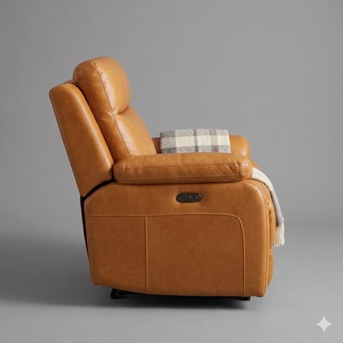Image of Amazon Brand - Solimo Elira | Single Seater Sofa Recliner | Manual Recliner (Leatherette Tan)