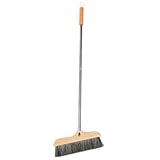OHPHCALL Wood Bristle Broom Heavy Duty Household Sweeper Long Handle Soft Bristle for Tile Surface Cleaning