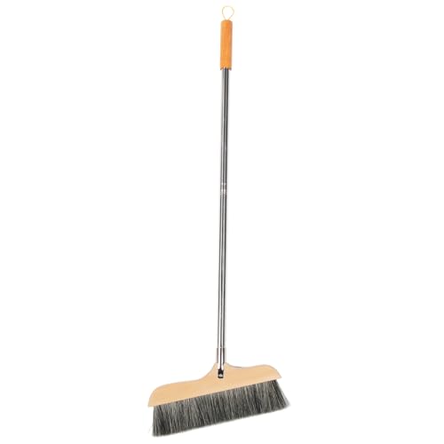 OHPHCALL Wood Bristle Broom Heavy Duty Household Sweeper Long Handle Soft Bristle for Tile Surface Cleaning