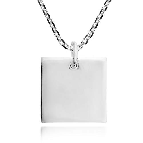 AeraVida Plain Geometric Square .925 Sterling Silver Pendant Necklace