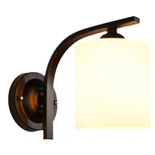 Gundhgstrr Aplique de Pared para Baño, con Pantalla de Vidrio Negro Mate para Dormitorio y Cocina, Casquillo E26.