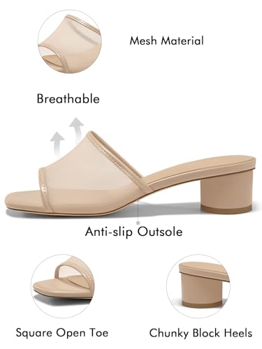 Image of Coutgo Women's Square Open Toe Chunky Heel Slide Sandals