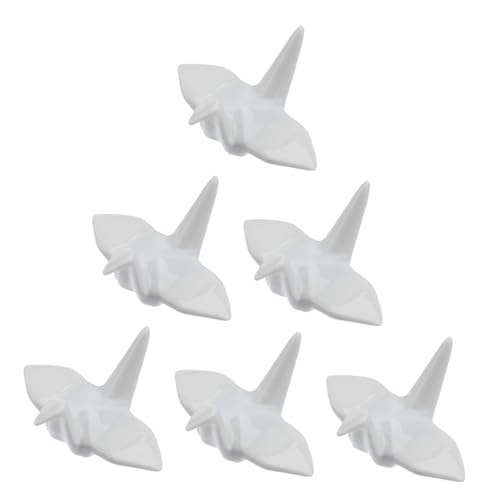 HEALEEP 6Pcs Handmade Japanese Ceramics Chopsticks Rests Elegant Thousand Paper Crane Holder Rack White for Chopsticks Spoon Fork Tableware Decor