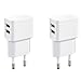 Wicked Chili 2er Set Dual USB Ladegerät 12W / 2400mA Pro Series Universal Netzteil geeignet für Handy, Watch, Powerbank und Bluetooth Speaker, 2-Fach USB Netzadapter (Netzstecker 90°, 2-Fach USB)