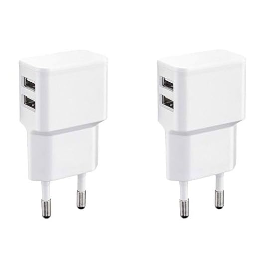 Wicked Chili 2X Cargadores con Doble USB de Carga rápida Universal para Smartphone, Smart Watch, Powerbank y Altavoz Bluetooth - Cargador USB de Pared con 2 Puertos USB de 90 Grados (12W/2,4A) Blanco