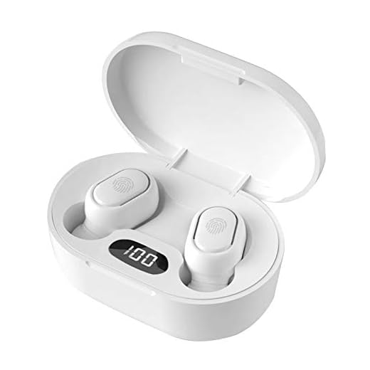 H HILABEE True Wireless Earbuds Bluetooth 5.1-hörlurar i öronhörlurar, bästa sport trådlösa hörlurar med laddningsfodral – vit