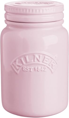 Kilner Keramikdose mit Deckel Rosa | 600 ml | Vorratsbehälter mit Deckel und Silikondichtung für trockene Lebensmittel wie Kaffee| lichtgeschütztes, luftdichtes Keramik Schraubglas