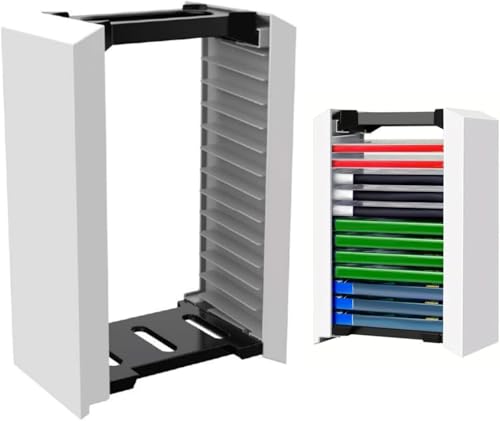 Image of Tobo Universal Video Game Storage Tower for PS5, PS4, PS3, Nintndo Switch, Xbox One, Xbox Series S /X - White Video Game Holder Organizer Stand with 12 CD Case Storage for Displaying TD-0520