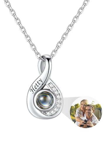Custom4U Photo Projection Infinity Necklace with 5A+...