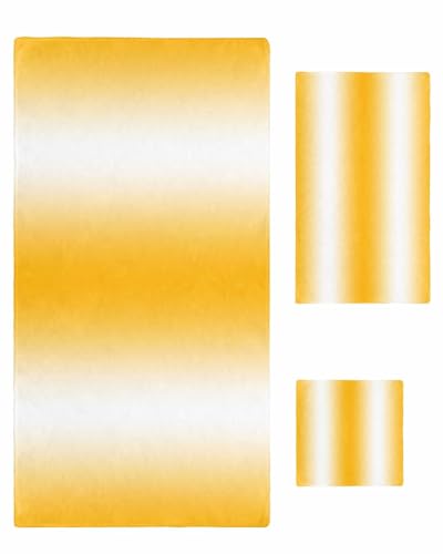 Yellow White Ombre 3 Pack Towels Sets - Absorbent 1