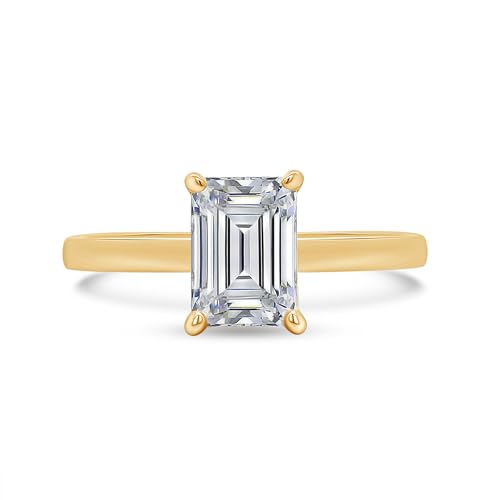 SAVEARTH DIAMONDS 1 Carat 7X5MM Emerald Shape Lab Created Moissanite Diamond Solitaire Engagement Ring For Women In 14K Gold Over Sterling Silver(VVS1 Clarity, 1.00 Cttw)2