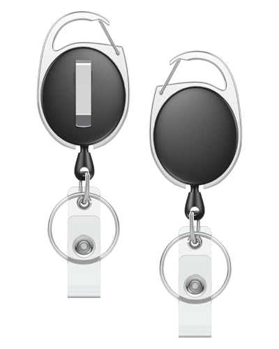Uniclife 2 Pack Retractable Badge Reel for Badge Holder Heavy Duty Retractable Keychain Strong ABS...