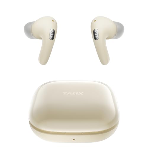 Image of TALIX T30 Noise Cancelling Earbuds with Phone Stand, Punchy Bass, 4-Mic, True Wireless Bluetooth 6.0 in Ear Headphones, 28H Playtime, IPX4(Off-White)